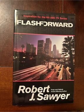 FlashForward by Robert J. Sawyer - Black & Purple Cityscape Hardcover